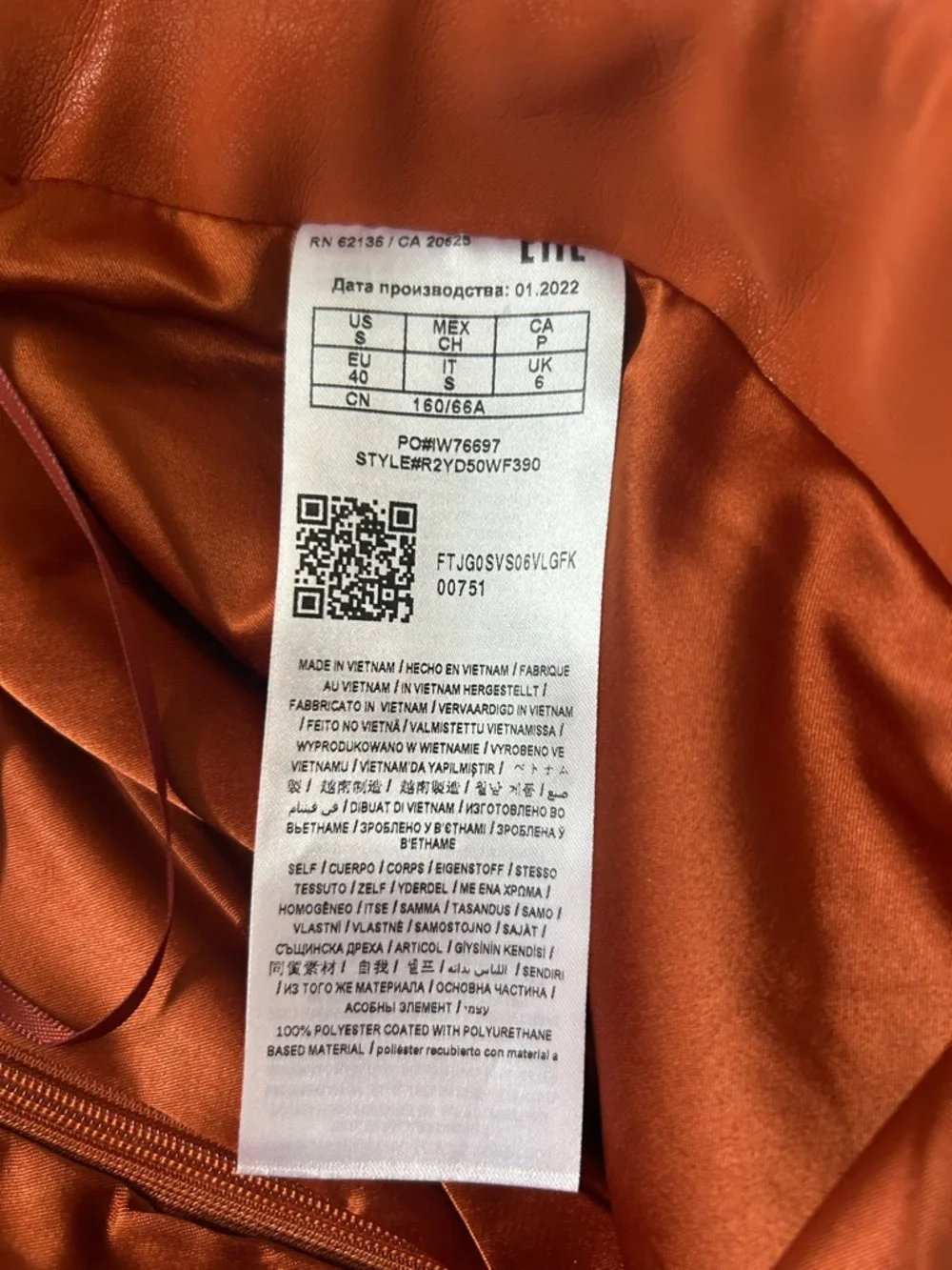 Guess Burnt Orange Faux-Leather Wrap Mini Skirt
